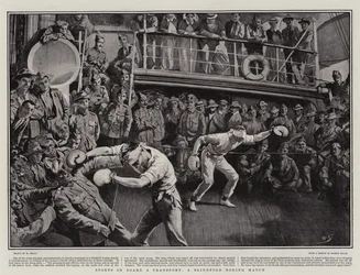 Sports on Board a Transport, a Blindfold Boxing Match